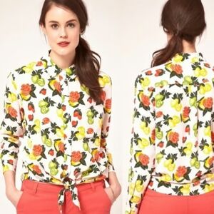 Equipment Femme Silk Daddy Tie Front Fruit Print Blouse S